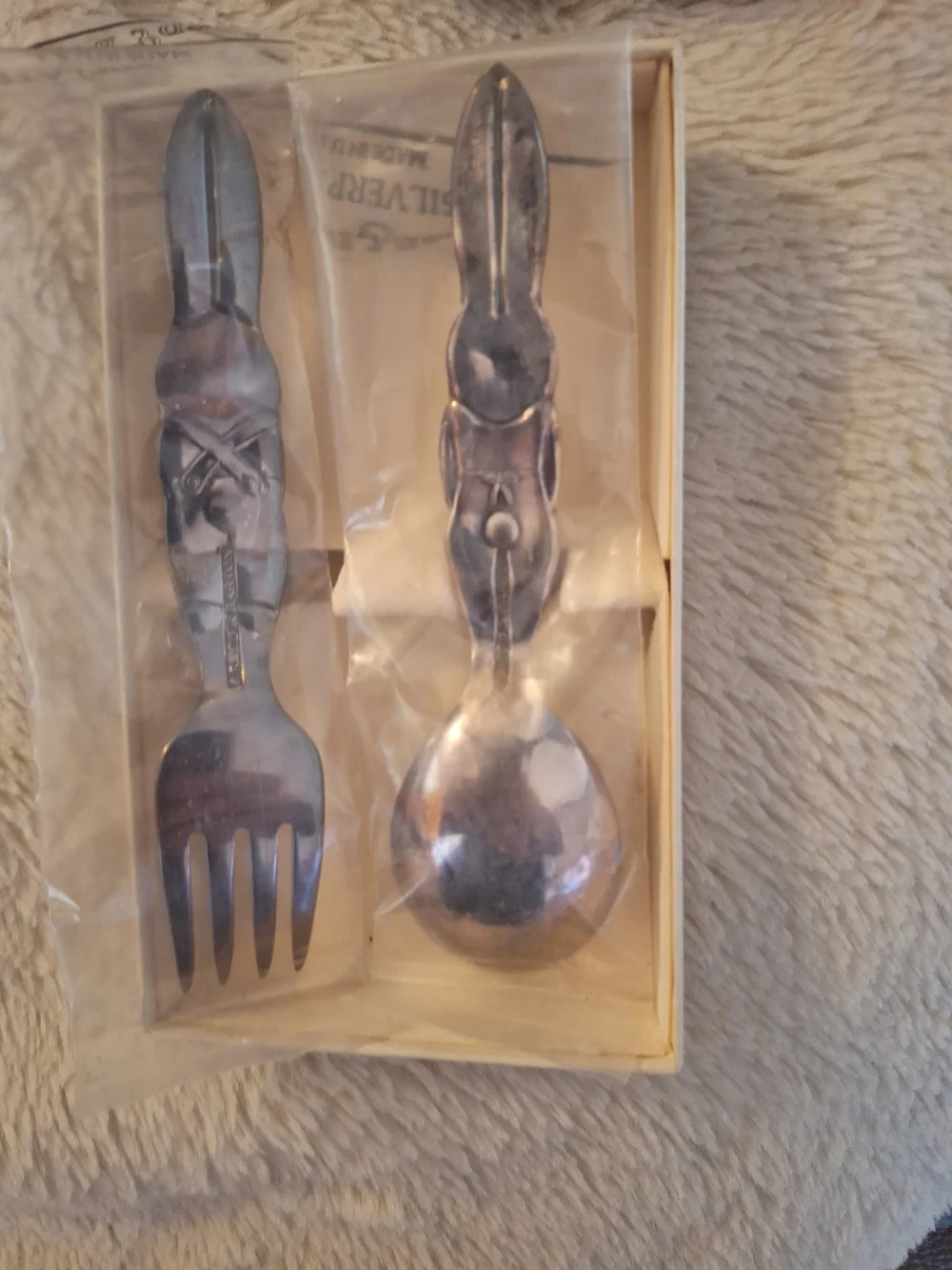 Reed & Barton Silverplated Bunny Children's Fork and Spoon Set